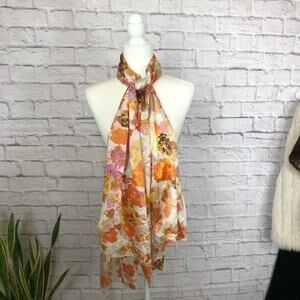 Floral satin rectangle scarf